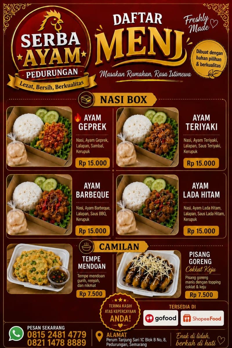 Serba ayam pedurungan dan jamu sehat pedurungan & katering menu harian
